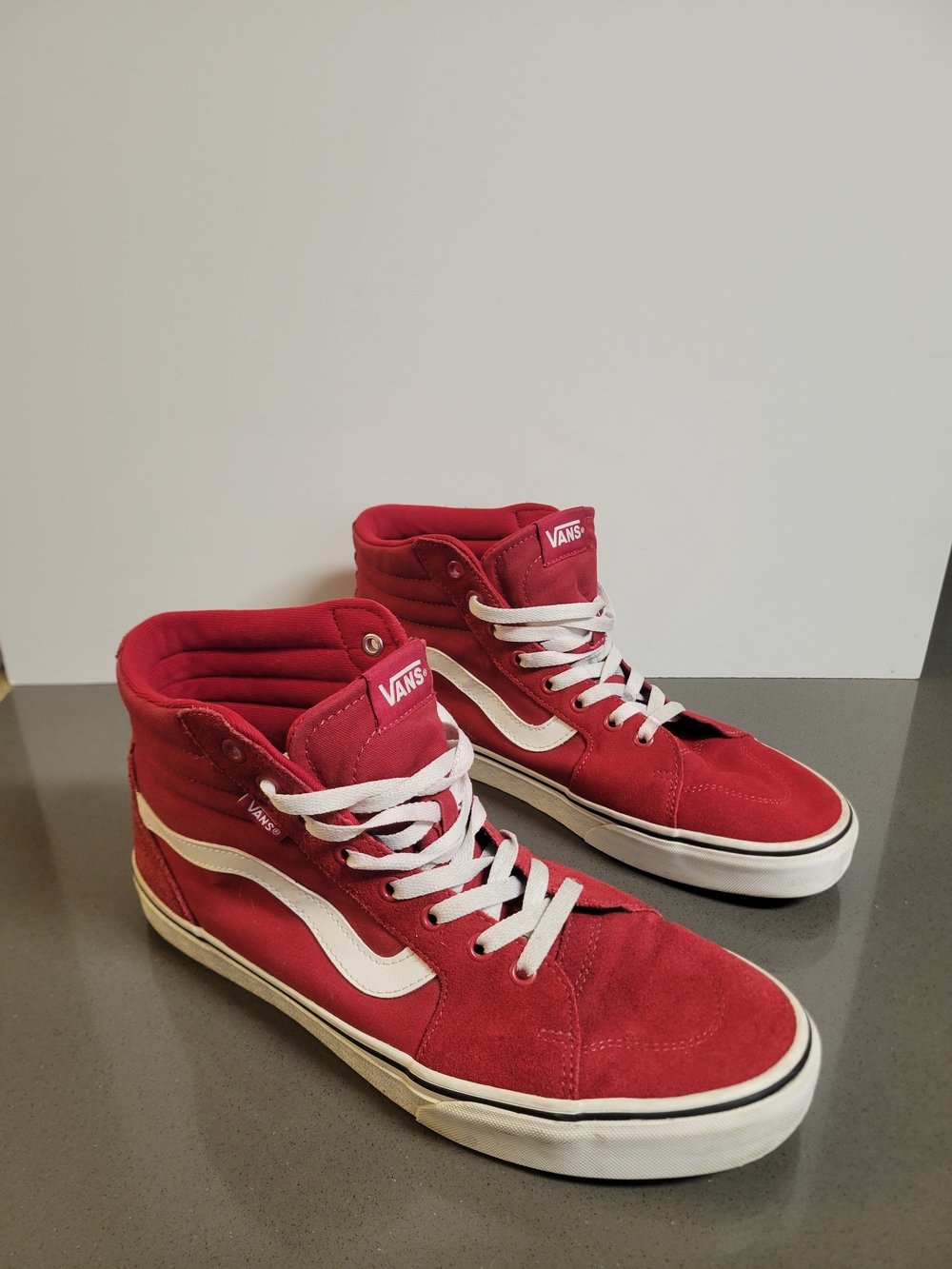 Vans Filmore Hi Suede Canvas Red White Men's Size 11 High Top Sneakers